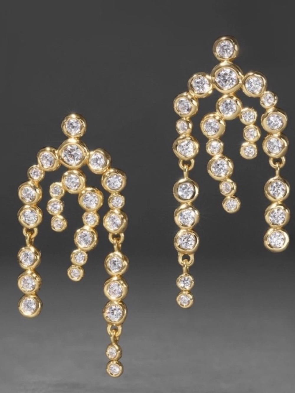 Alexis Bittar Asterales Gold and Clear Crystal Chandelier Earrings